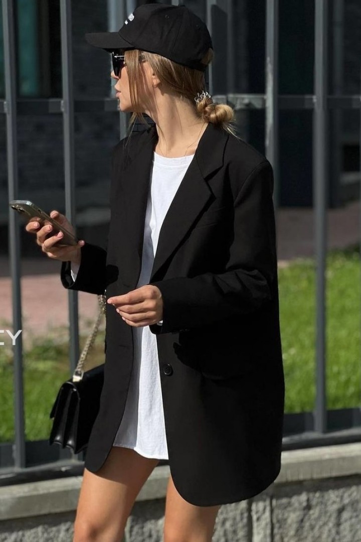Черный классический пиджак женский LUC-307A389