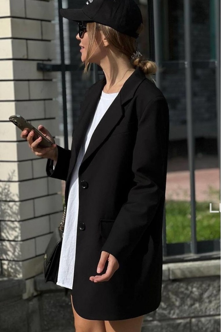 Черный классический пиджак женский LUC-307A389