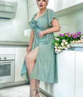 Платье в горошек для полных YM-05802.1A11 Платье в горошек для полных YM-05802.1A11