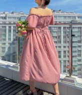 Платье в горошек для полных YM-05802.1A11 Платье в горошек для полных YM-05802.1A11