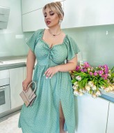 Платье в горошек для полных YM-05802.1A11 Платье в горошек для полных YM-05802.1A11