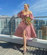 Платье в горошек для полных YM-05802.1A11 Платье в горошек для полных YM-05802.1A11