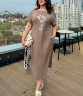 Платье футболка с разрезом AO-2413A500 Платье футболка с разрезом AO-2413A500