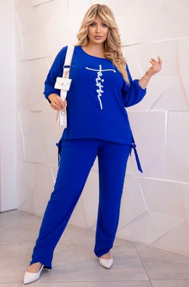 Летний брючный костюм большого размера AO-2412A650 Летний брючный костюм большого размера AO-2412A650