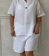 Женский льняной костюм с шортами EST-5656A400
