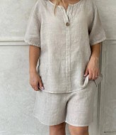 Женский льняной костюм с шортами EST-5656A400