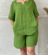 Женский льняной костюм с шортами EST-5656A400