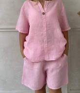 Женский льняной костюм с шортами EST-5656A400