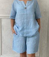 Женский льняной костюм с шортами EST-5656A400