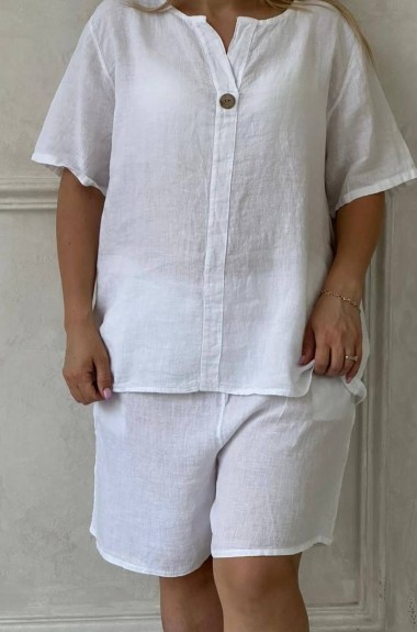 Женский льняной костюм с шортами EST-5656A400