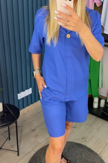 Женский льняной костюм с шортами NJ-EST-5656A400