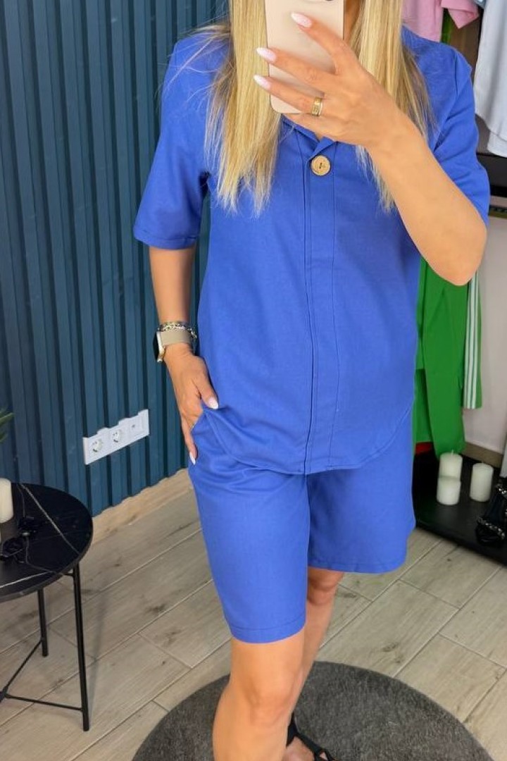 Женский льняной костюм с шортами NJ-EST-5656A400