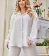 Брючный костюм с перьями YM-05782A20