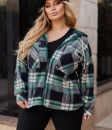 Теплая рубашка в клетку с капюшоном VLT-1588A650