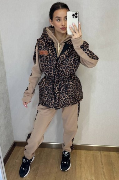 Женский спортивный костюм на флисе тройка VMS-0106A1400B1420