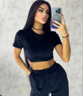 Велюровый костюм женский черный ROM-2136A490