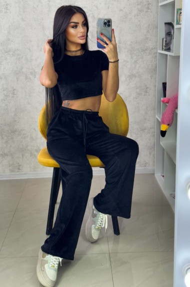 Велюровый костюм женский черный ROM-2136A490