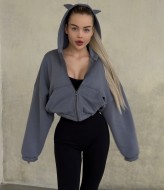 Укороченное худи на молнии LUC-703A419