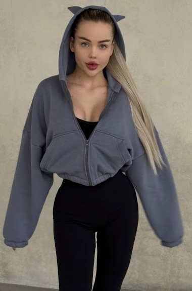 Укороченное худи на молнии LUC-703A419
