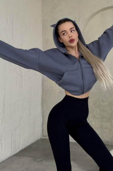 Укороченное худи на молнии LUC-703A419