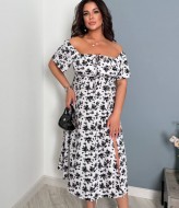 Летнее платье миди с разрезом на ноге OLI-1447A630