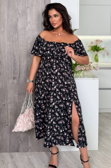 Летнее платье миди с разрезом на ноге OLI-1447A630 Летнее платье миди с разрезом на ноге OLI-1447A630