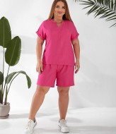 Летний льняной костюм с шортами  AO-2512A480