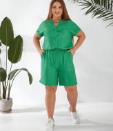 Летний льняной костюм с шортами  AO-2512A480