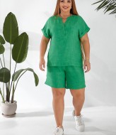 Летний льняной костюм с шортами  AO-2512A480