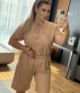 Летний льняной костюм с шортами  AO-2512A480