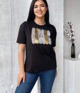 Футболка женская со стразами  AMU-007A270