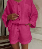 Костюм лен шорты и рубашка ANB-316A480