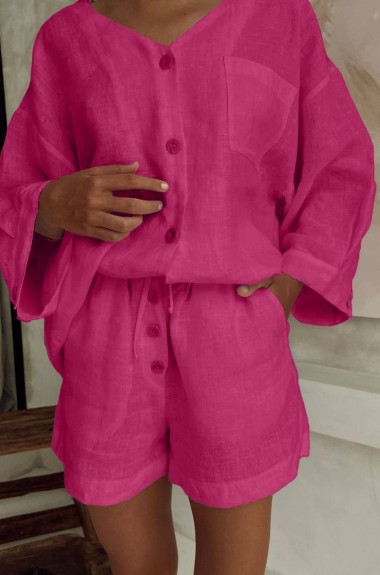 Костюм лен шорты и рубашка ANB-316A480 Костюм лен шорты и рубашка ANB-316A480