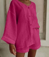 Костюм лен шорты и рубашка ANB-316A480