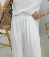 Широкие льняные брюки женские  ANB-494A420