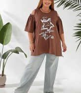 Блуза со спущенными плечами NU-1448A11