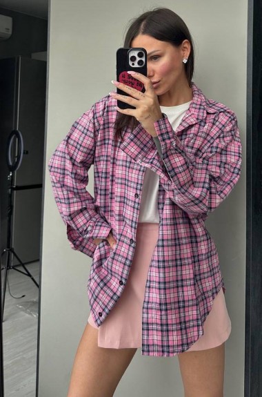 Рубашка в клетку оверсайз женская  MV-864A690