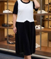 Платье комбинированное из двух тканей AO-2518A650