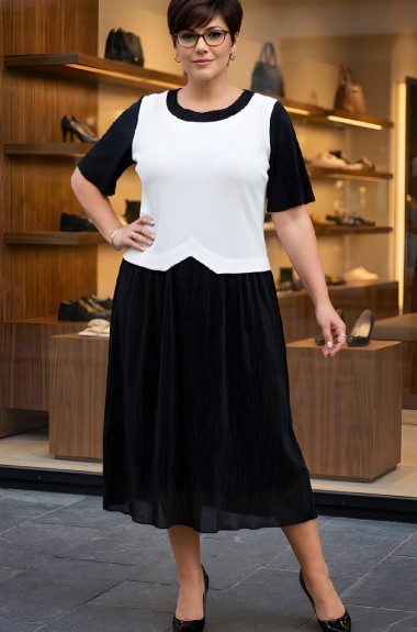 Платье комбинированное из двух тканей AO-2518A650 Платье комбинированное из двух тканей AO-2518A650