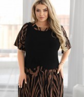 Платье комбинированное из двух тканей AO-2518A650