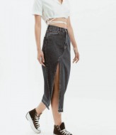 Джинсовая юбка миди с разрезом  AMU-2840A699