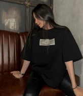 Черная женская футболка с принтом MEB-092A330