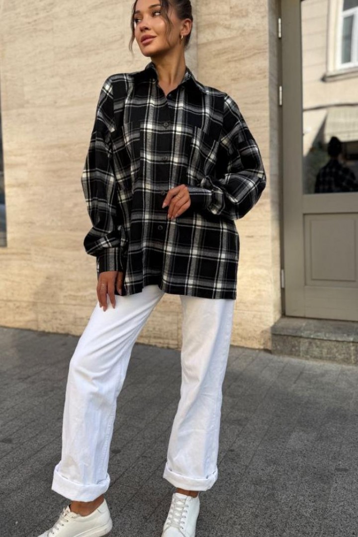 Рубашка женская оверсайз в клетку  COB-825A449