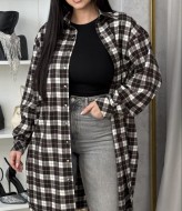 Длинная рубашка в клетку женская  COB-859A749