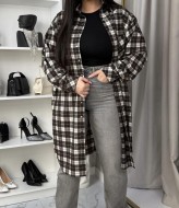 Длинная рубашка в клетку женская  COB-859A749