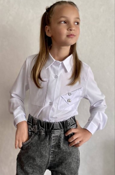Белая рубашка для девочек RZ-212A320 Белая рубашка для девочек RZ-212A320