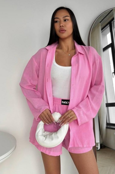 Женский льняной костюм с шортами  HOU-281A499