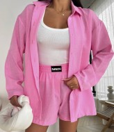 Женский льняной костюм с шортами  HOU-281A499