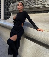 Черное элегантное платье  AMU-2811A450