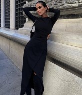 Черное элегантное платье  AMU-2811A450